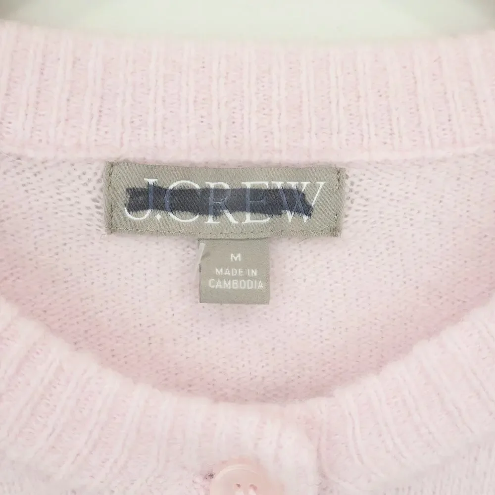 J.Crew Supersoft Bubble Hem Cardigan Peppermint Ice Pink Size Medium NWT - Picture 4 of 9